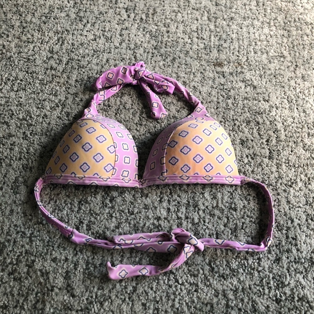 Malibu Pink & Yellow Padded Bikini Top Size Small